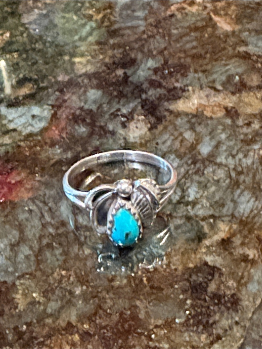 Turquoise Stone Sterling Silver Ring Native American